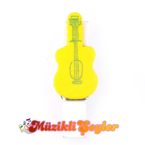 Dekoratif Ahşap Gitar Mandal Seti - 12’li Paket