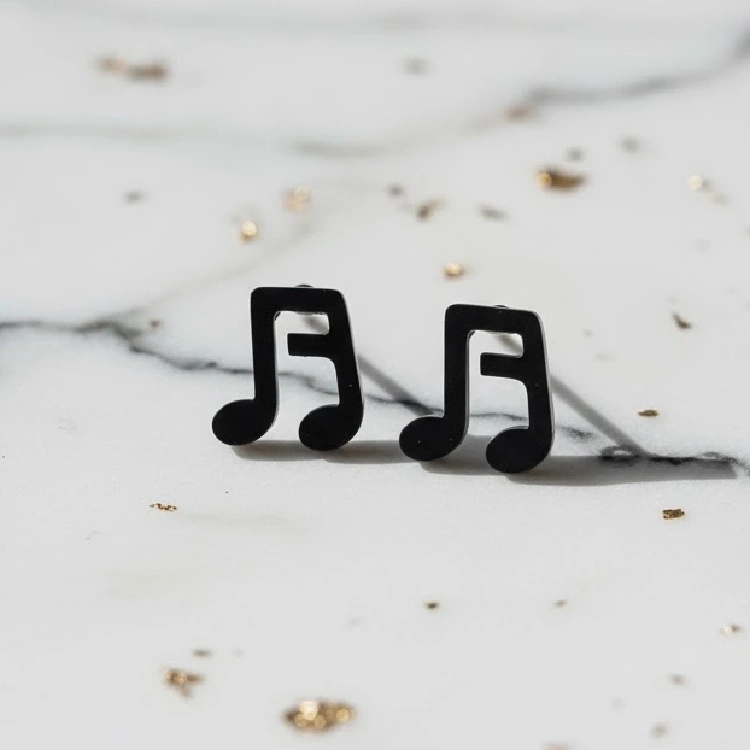 2 16’lık Siyah Notalı Küpe