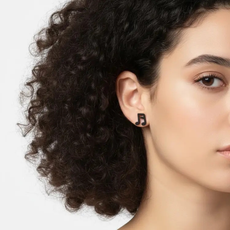 2 16’lık Siyah Notalı Küpe