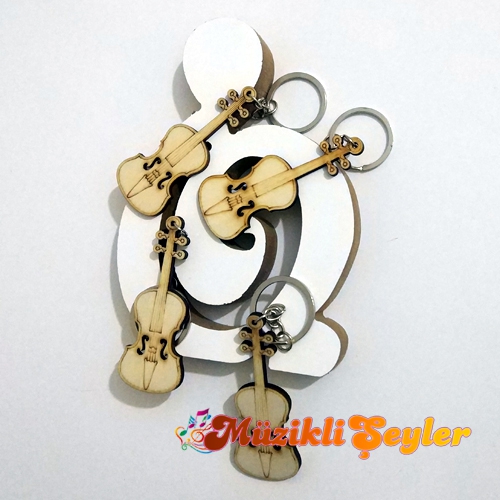 Keman Şeklinde Ahşap Anahtarlık