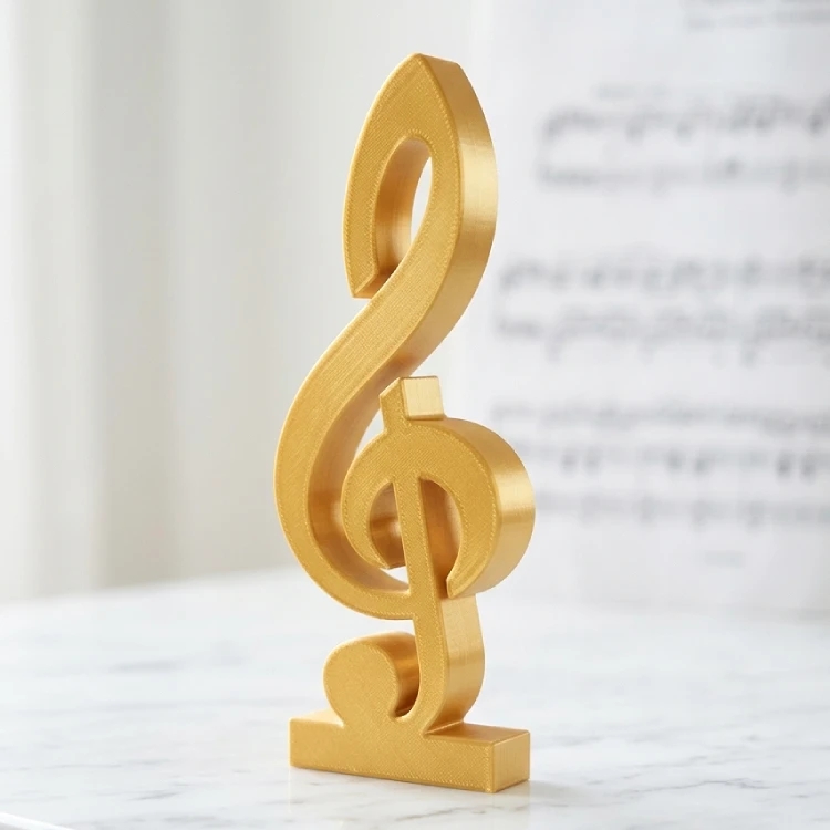 Müzik Tutkunları İçin Altın Renkli Sol Anahtarı Masa Dekoru