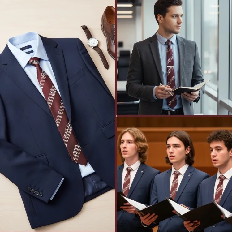 Bordo Zeminde Gümüş Renk Notalı Kravat