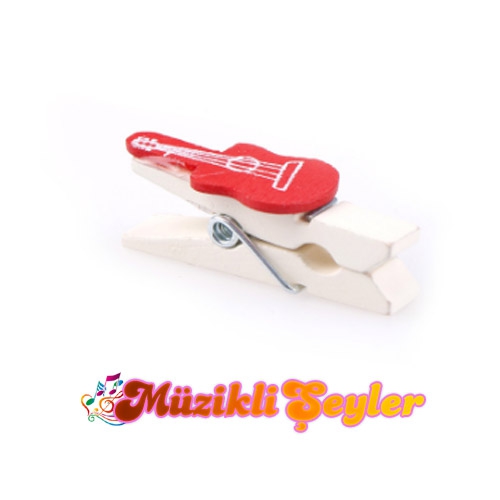Dekoratif Ahşap Gitar Mandal Seti - 12’li Paket