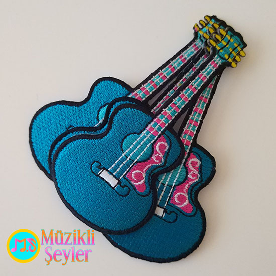 Ütü%20ile%20yapışan%20Mavi%20Renkli%20Gitar%20Arma%20Patch%20Yama