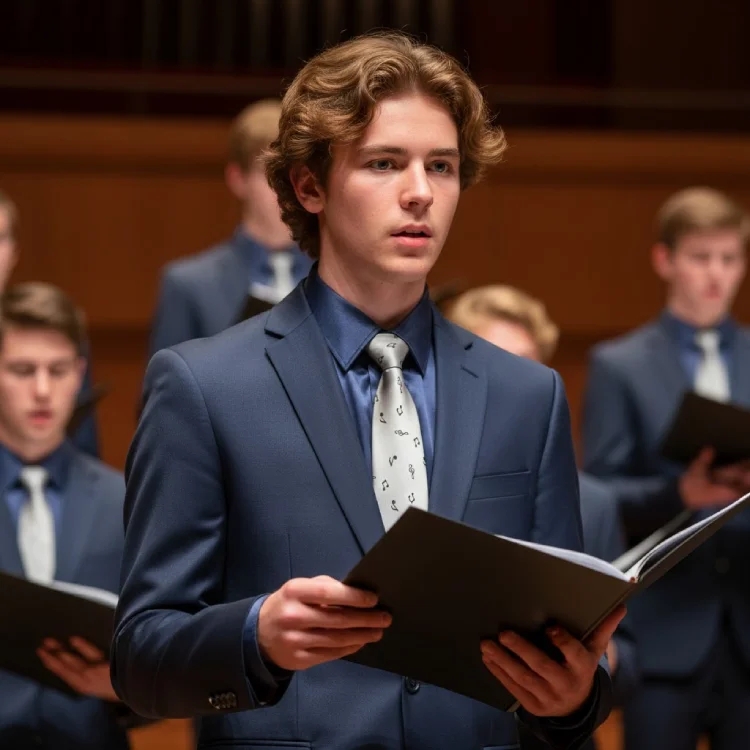 Gümüş Renkli Siyah Notalı Kravat