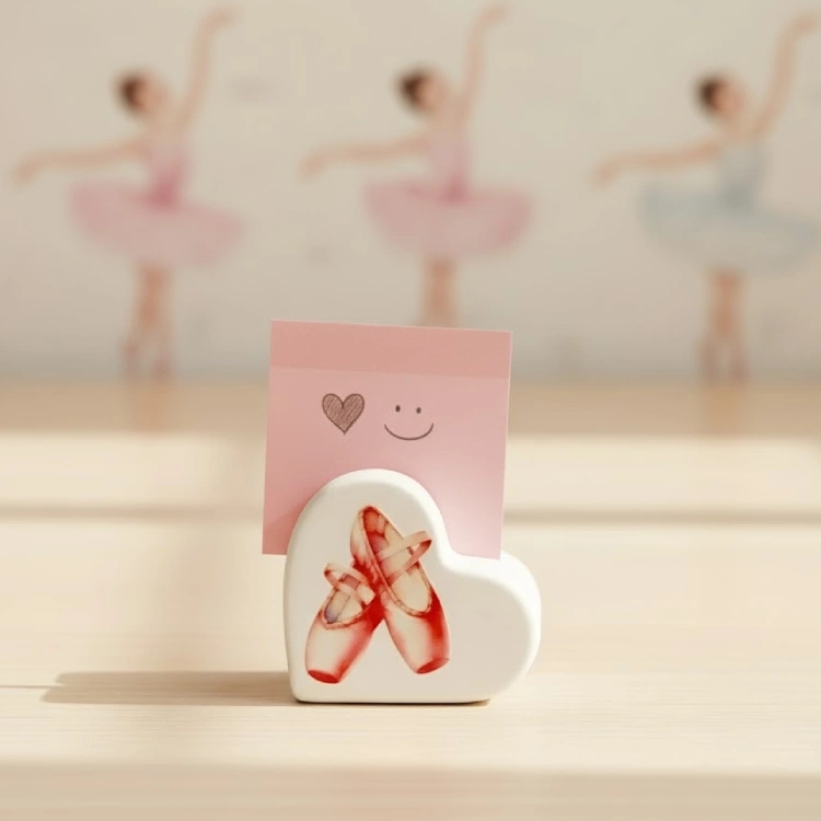 Kalp Şeklinde Balerin Ayakkabılı Dekoratif Kart/Fotoğraf Tutucu