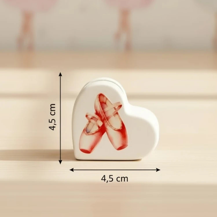 Kalp Şeklinde Balerin Ayakkabılı Dekoratif Kart/Fotoğraf Tutucu