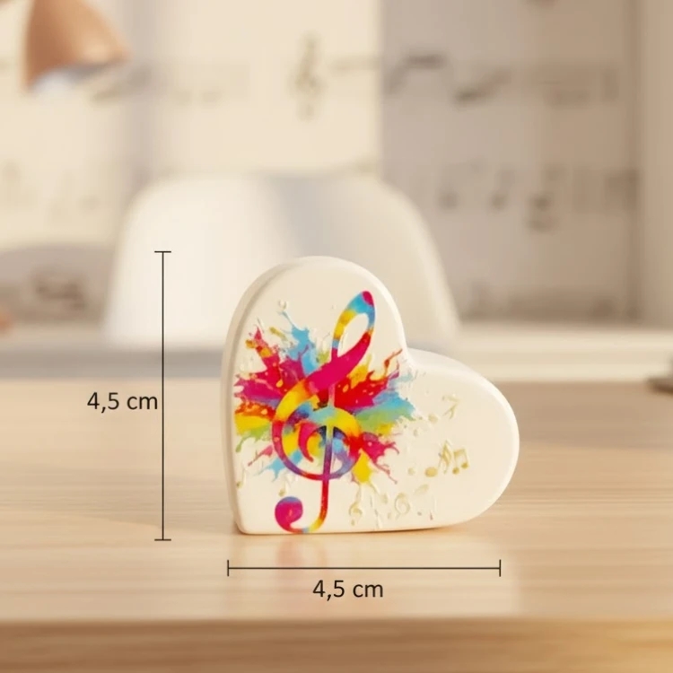 Kalp Şeklinde Notalı Dekoratif Kart-Fotoğraf Tutucu