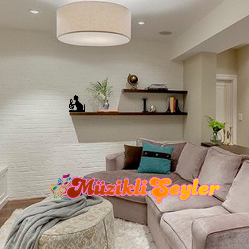 Müzikli Duvar Stickerı – Sol anahtarlı Kedi