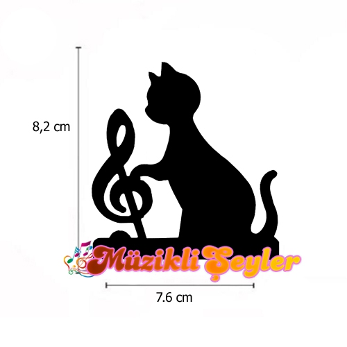 Müzikli Duvar Stickerı – Sol anahtarlı Kedi