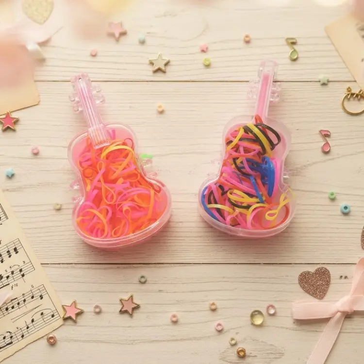 Keman Kutulu Renkli Saç Örgü Lastik Seti