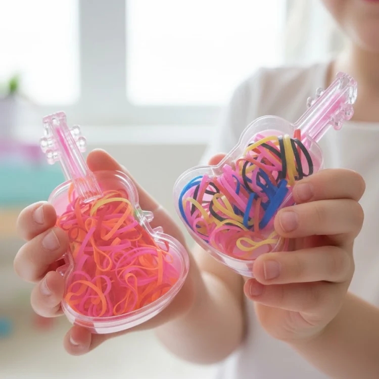 Keman Kutulu Renkli Saç Örgü Lastik Seti