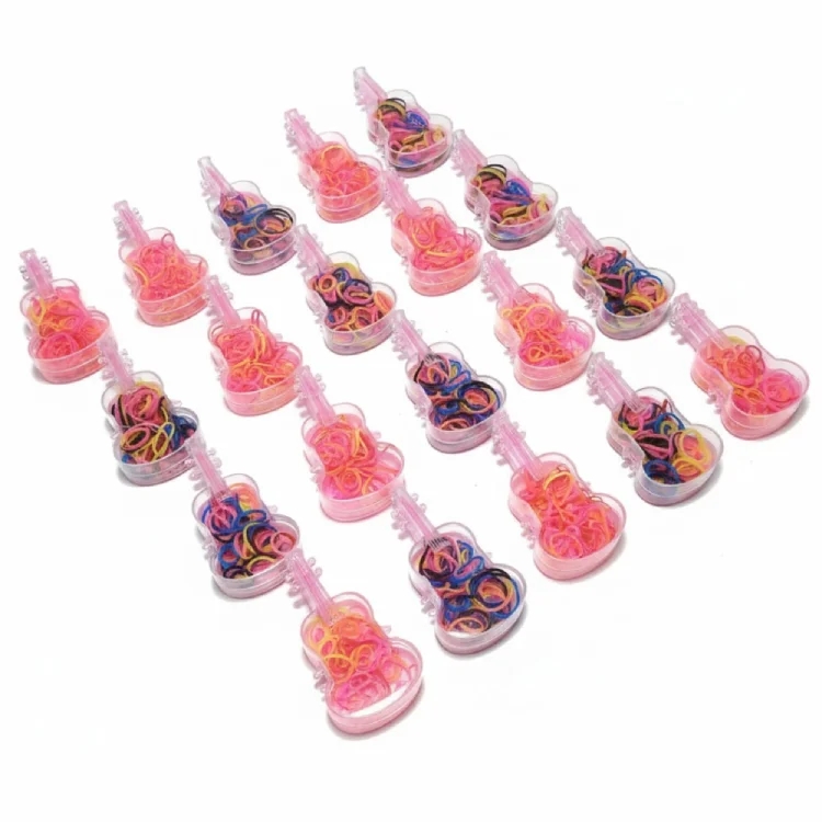 Keman Kutulu Renkli Saç Örgü Lastik Seti