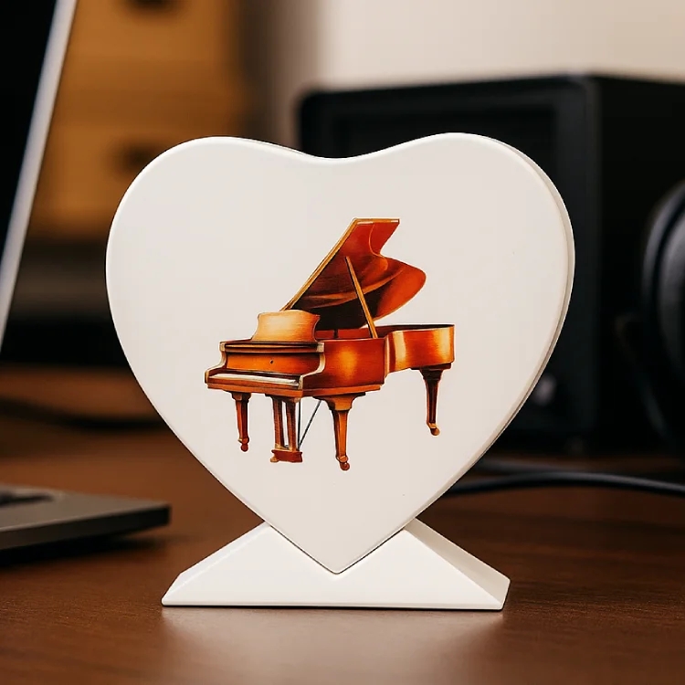 Kalp Şeklinde Özel Tasarım Kahverengi Kuyruklu Piyano