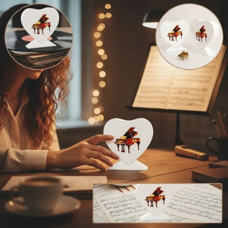 Kalp Şeklinde Özel Tasarım Kahverengi Kuyruklu Piyano