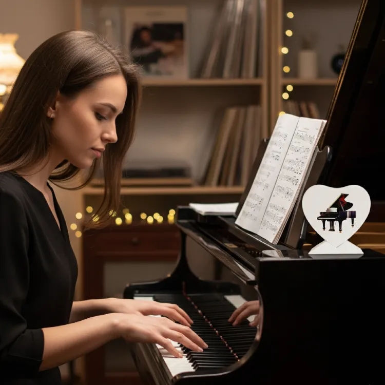 Kalp Şeklinde Özel Tasarım Siyah Kuyruklu Piyano Obje