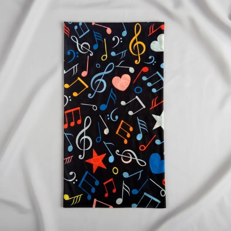 Mavi Tonlu Nota Desenli Buff Boyunluk