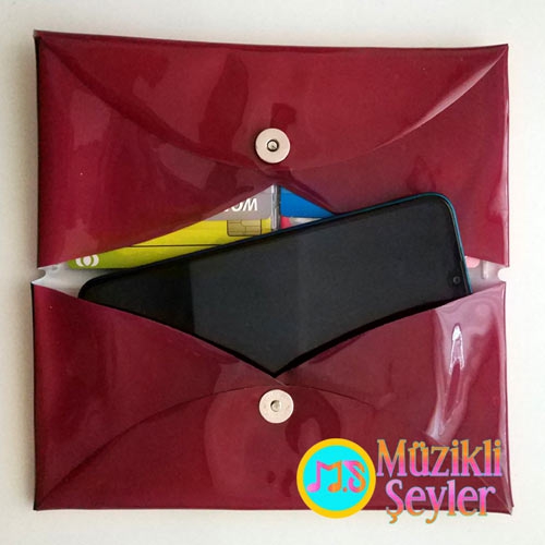 Rengarenk Notalı Şirin magnet kilitli cüzdan