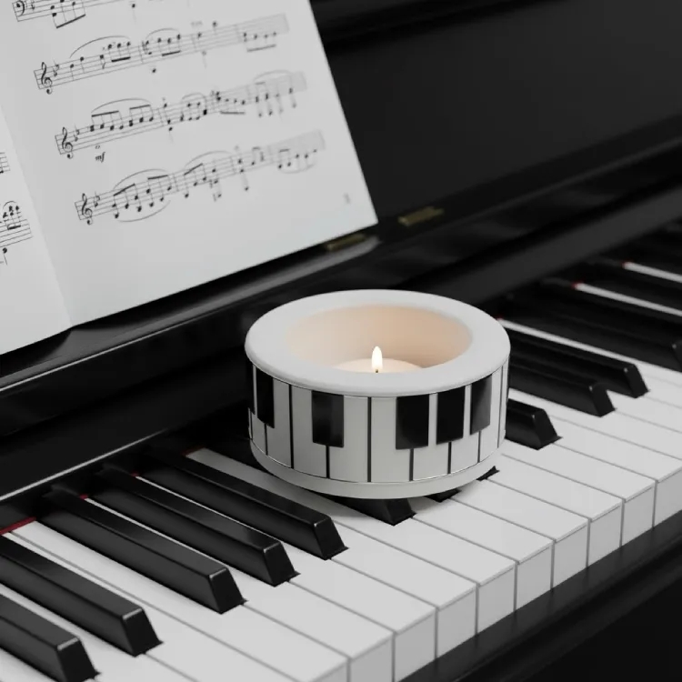 Piyano Tuşları Desenli Mumluk