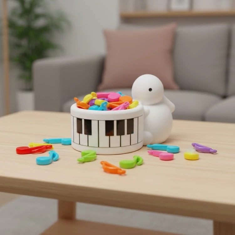 Piyano Tuşları Desenli Tavşanlı Mumluk