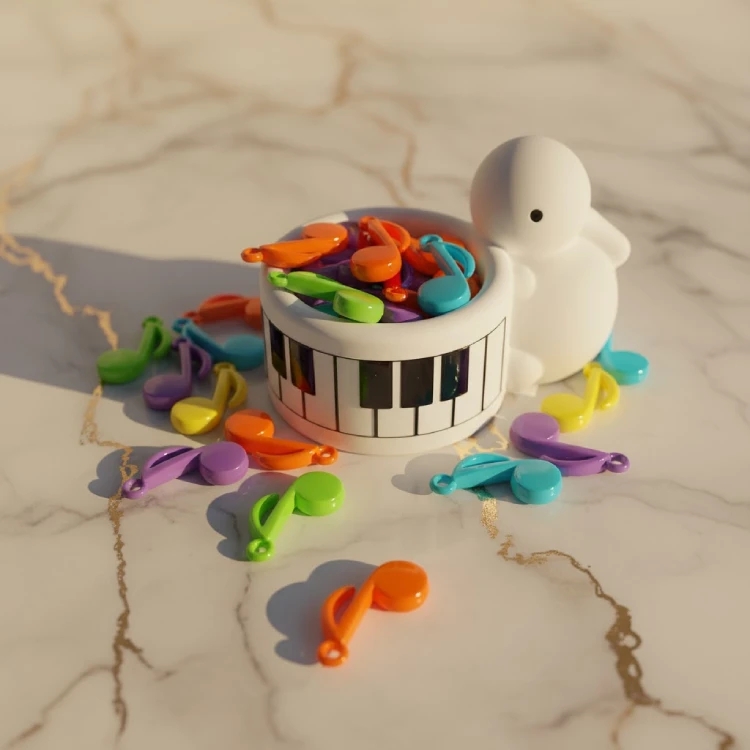 Piyano Tuşları Desenli Tavşanlı Mumluk