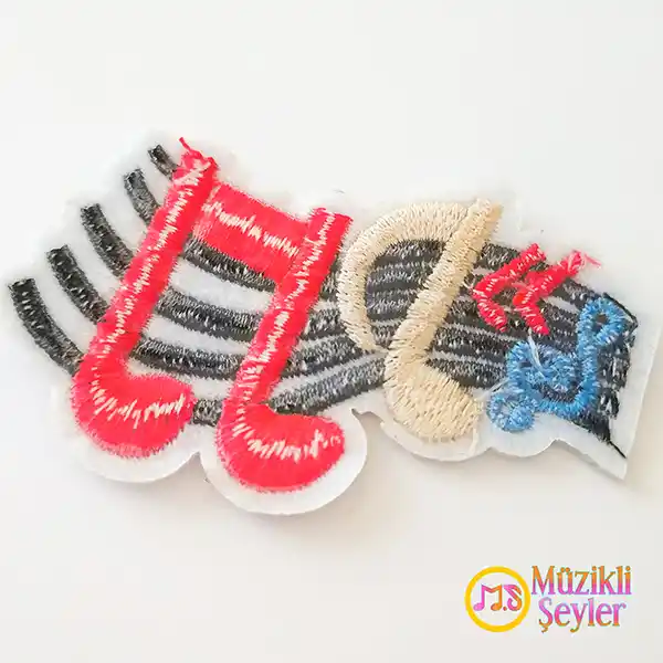 Ütü ile yapışan Rengarenk Notalı Arma Patch Yama
