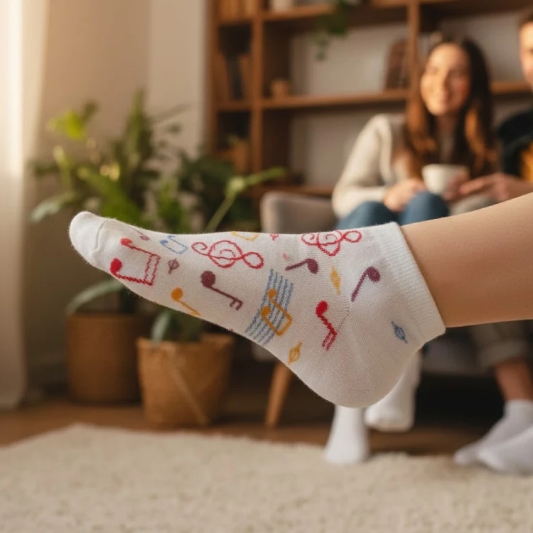 Rengarenk Notalı Patik Çorap