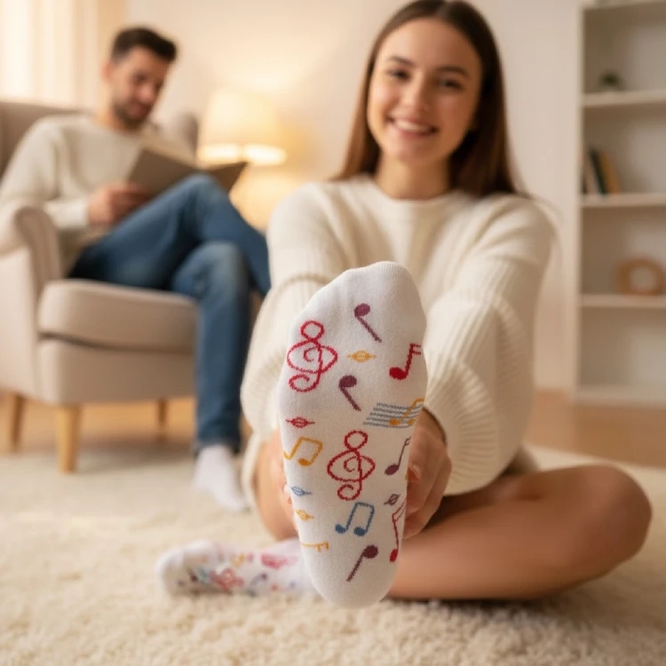 Rengarenk Notalı Patik Çorap