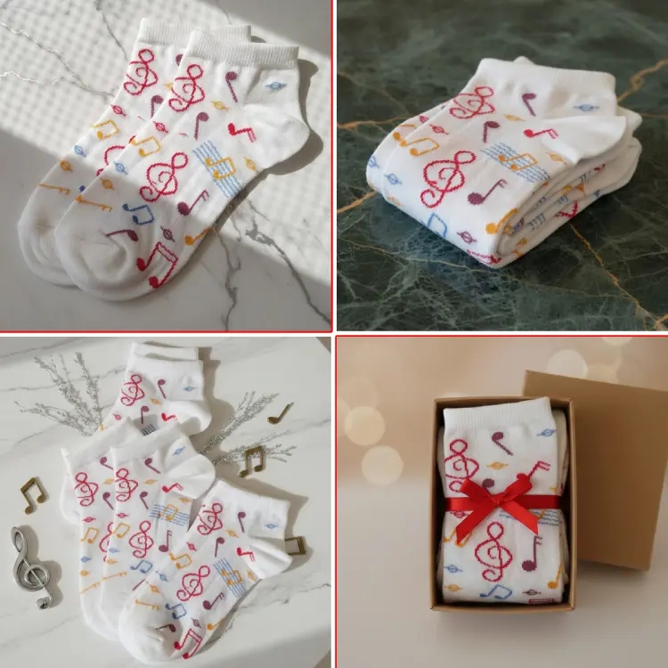 Rengarenk Notalı Patik Çorap