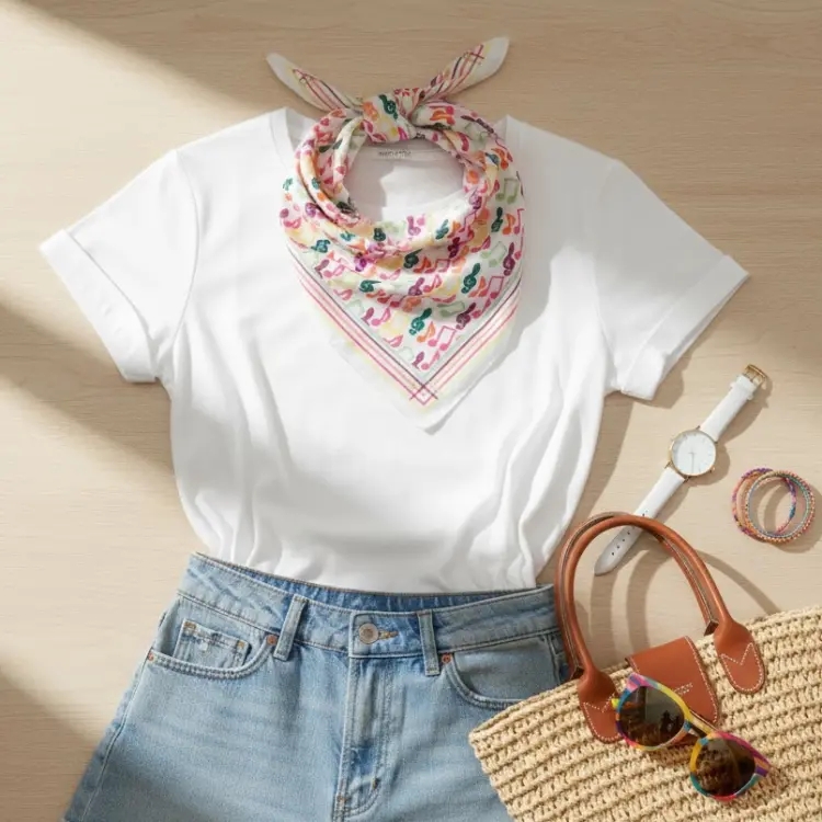 Rengarenk Notalı Fular