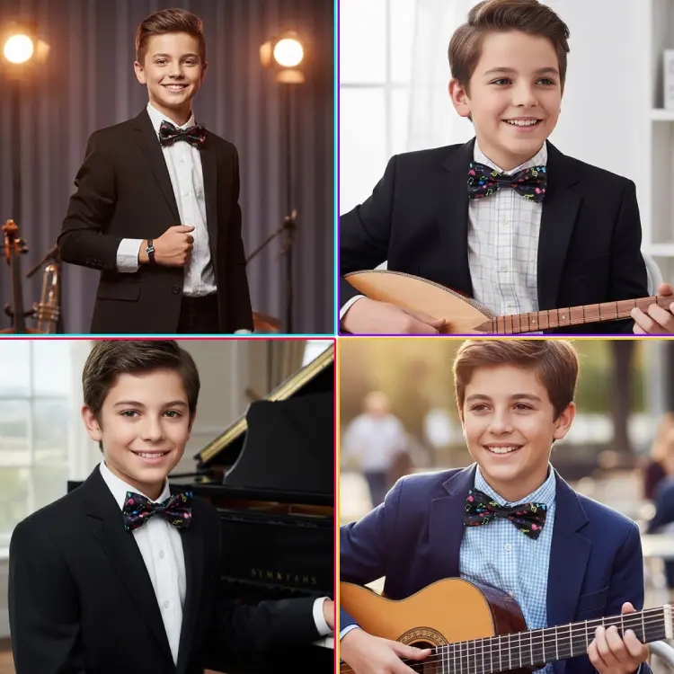 Müzikli, Renkli Notalı Papyon