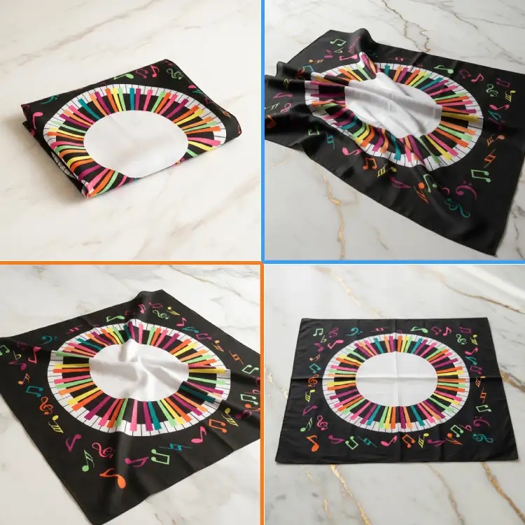 Piyano Tuşlu Notalı Fular