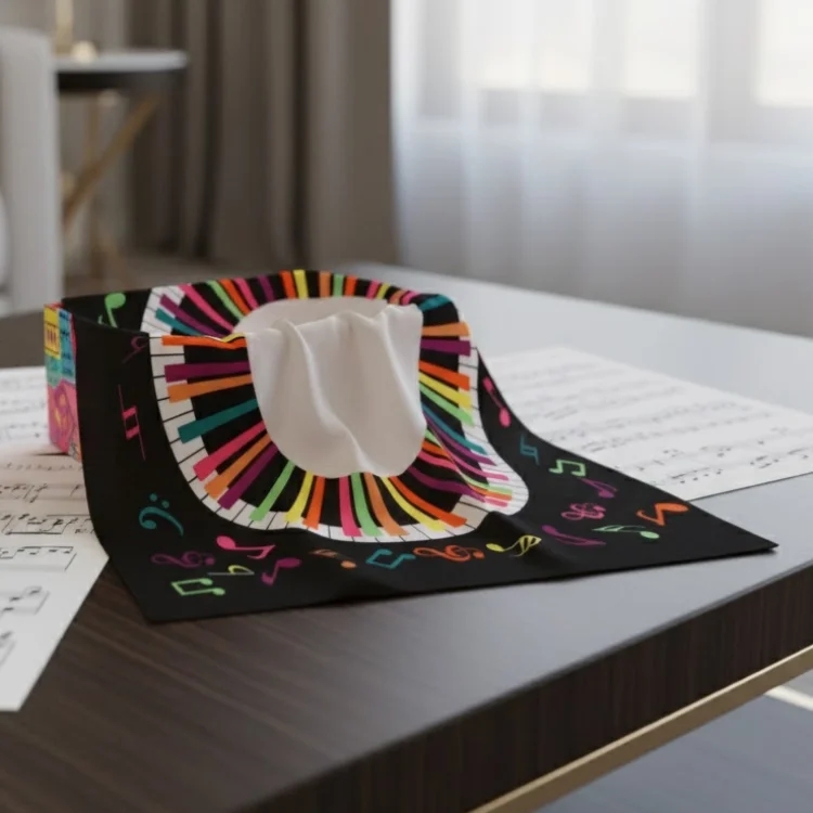 Piyano Tuşlu Notalı Fular