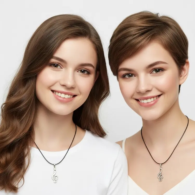 Şık Metal Gövdeli Sol Anahtarı Kolye