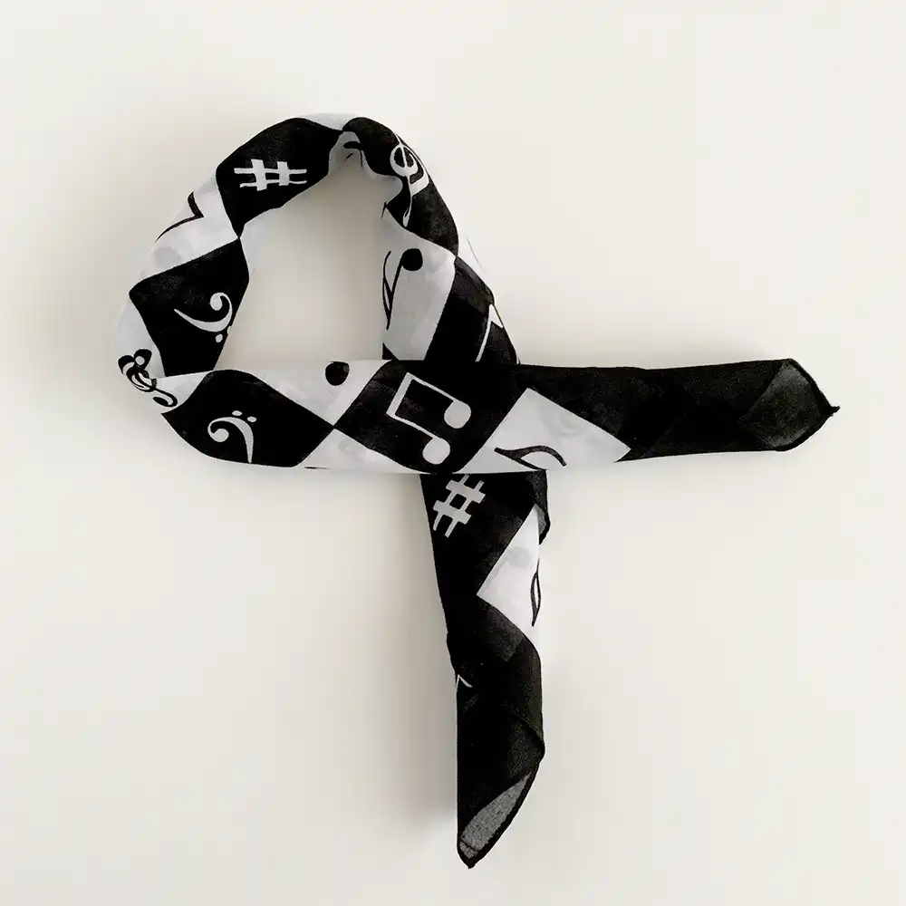 Siyah%20Beyaz%20Notalı%20Bandana