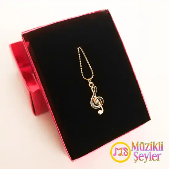 Taşlı Mineli Sol Anahtarı Kolye