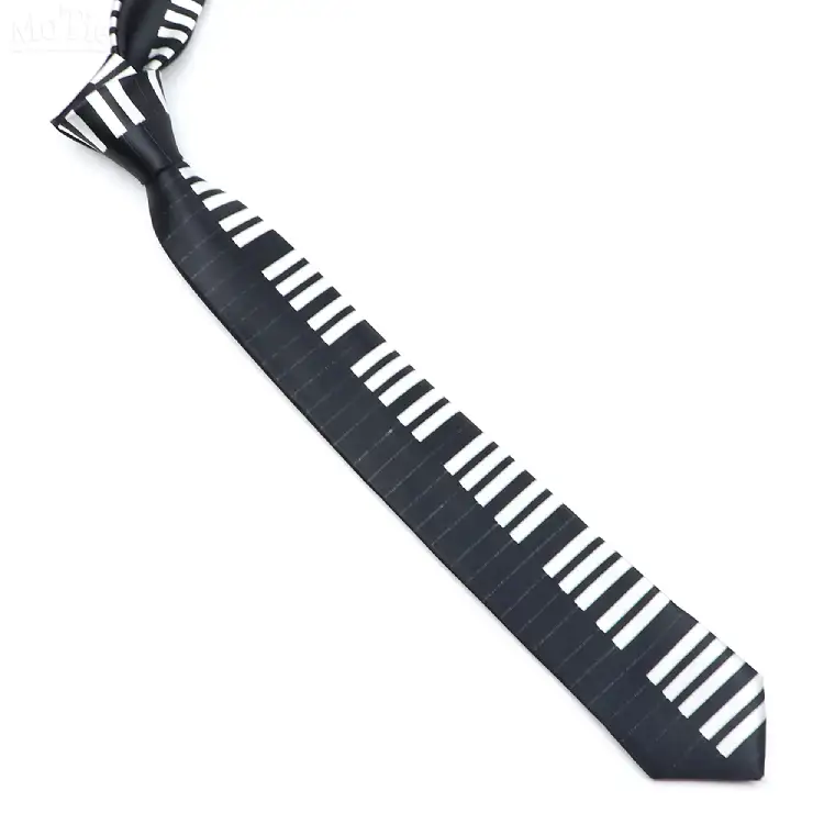 Siyah Saten Piyano Kravat