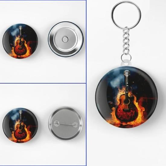 Alevlenen Akorlar Gitar Magnet, Gitar Rozet ve Anahtarlık