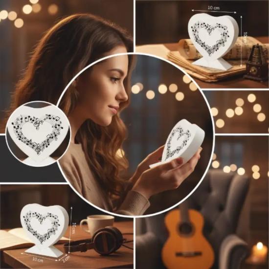 Kalp Şeklinde Özel Tasarım Notalı Dekoratif Figür