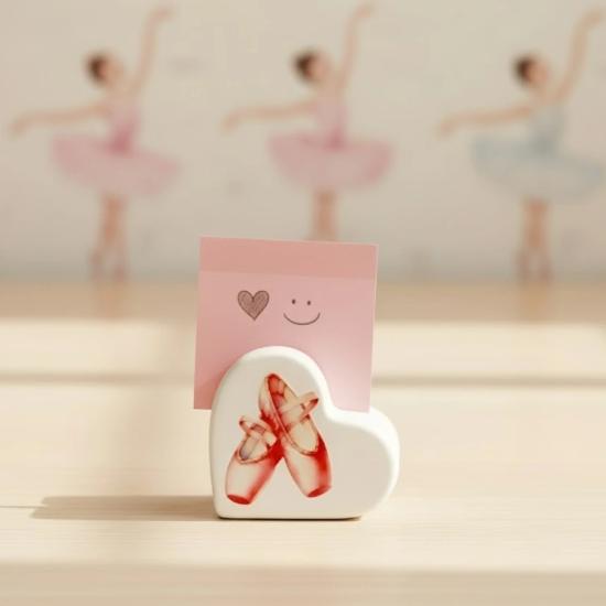 Kalp Şeklinde Balerin Ayakkabılı Dekoratif Kart/Fotoğraf Tutucu