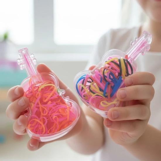 Keman Kutulu Renkli Saç Örgü Lastik Seti