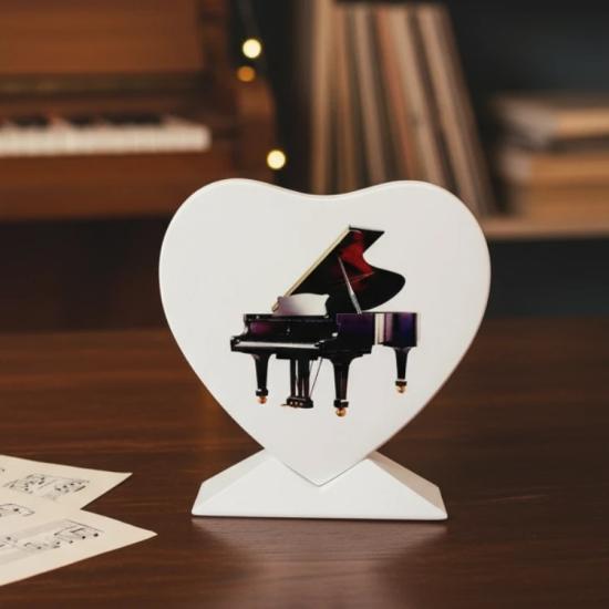 Kalp Şeklinde Özel Tasarım Siyah Kuyruklu Piyano Obje