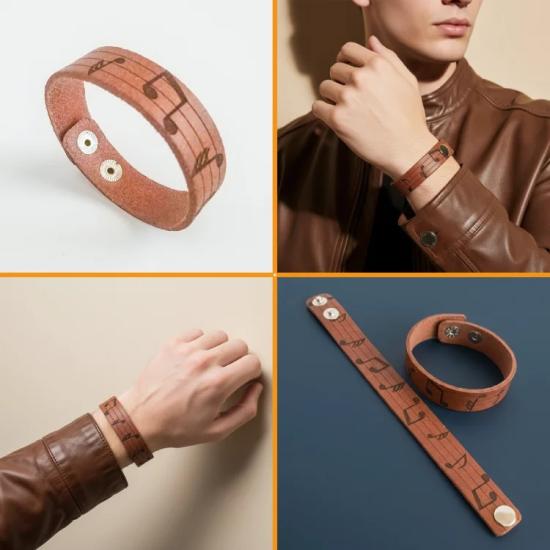 Notalı Deri Bileklik