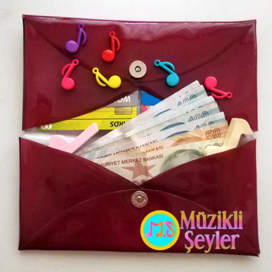 Rengarenk Notalı Şirin magnet kilitli cüzdan