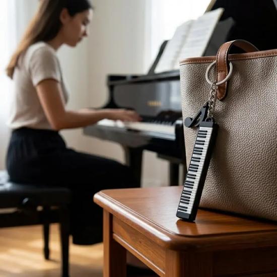Notalı Piyano Klavyesi Anahtarlık ve Çanta Süsü