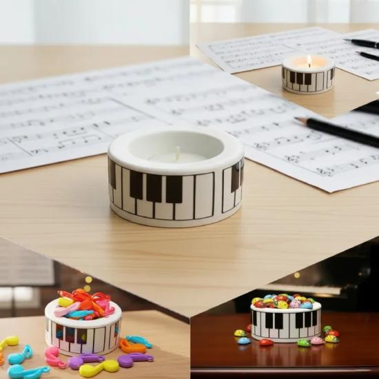 Piyano Tuşları Desenli Mumluk