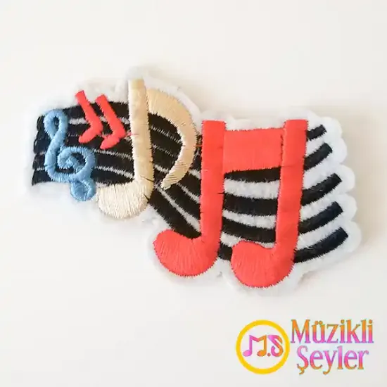 Ütü ile yapışan Rengarenk Notalı Arma Patch Yama