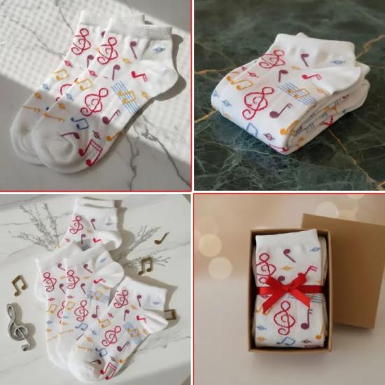 Rengarenk Notalı Patik Çorap