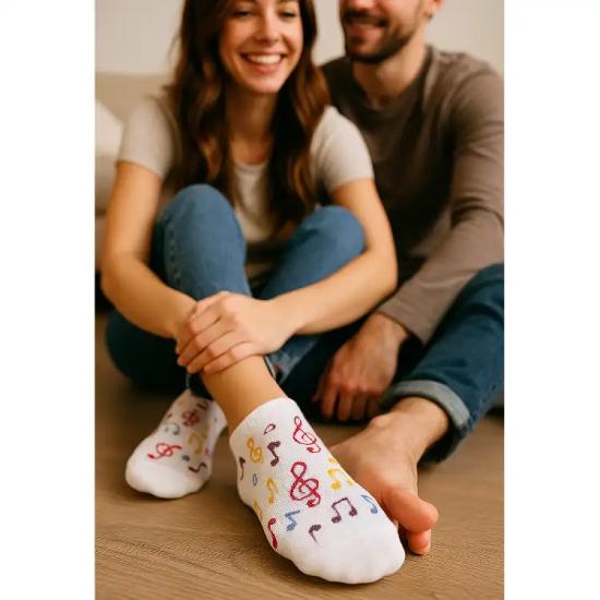 Rengarenk Notalı Patik Çorap
