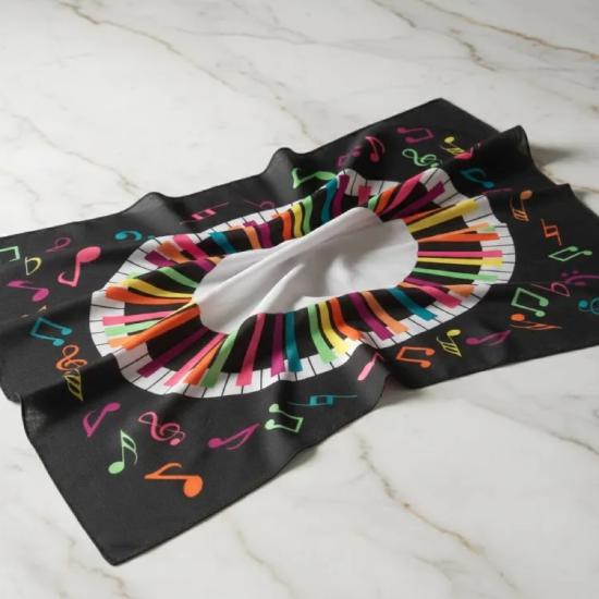 Piyano Tuşlu Notalı Fular